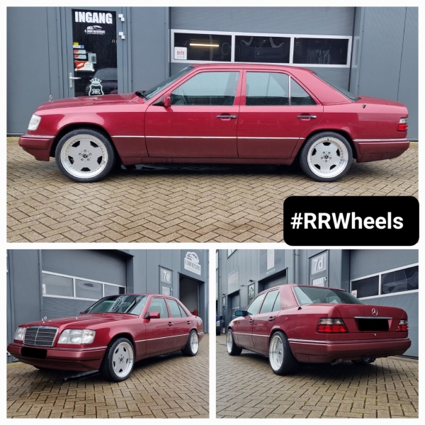 Mercedes-Benz E Klasse W124 voorzien van nieuwe velgen. Old school AMG-wielen in 18 inch 8J ET35 en 9J ET30 inclusief Hankook-banden in 225 40 18 en 255 35 18!