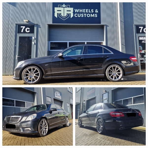 Deze Mercedes Benz E-Klasse W212 Sedan voorzien van nieuwe Concaver Wheels CVR4 in 19 inch 8.5J ET45 en 9.5J ET45 5x112 inclusief nieuwe Vredestein Banden in 245 35 19 en 275 30 19!