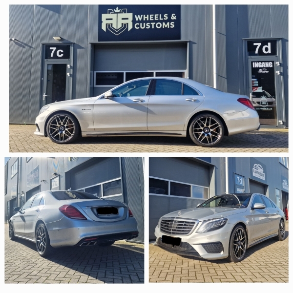 Mercedes-Benz S Klasse W222 S63 Met nieuwe 20 inch AMG breedset velgen in 8.5J ET35 en 9.5J ET42 inclusief nieuwe Pirelli P-Zero banden in 245 40 20 en 275 35 20.