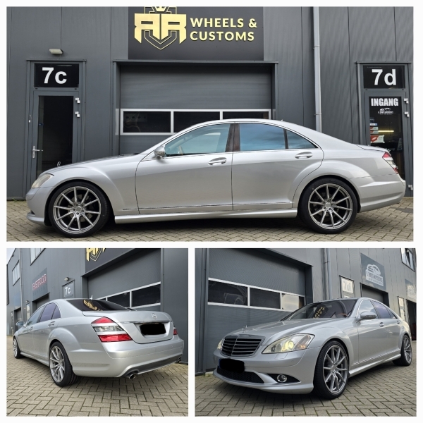 Mercedes-Benz S Klasse W221 S550 voorzien van nieuwe Concaver Wheels. Type CVR4 in 20 inch 9J ET30 en 10J ET32 inclusief nieuwe Bridgestone banden in 255 35 20 en 275 35 20!