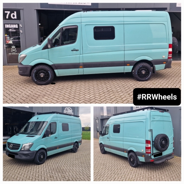 Deze Mercedes Sprinter hebben wij voorzien van nieuwe 17 inch Wolfrace Overland velgen in Matt Black 8.5J ET50 inclusief nieuwe BF Goodrich All Terrain T/A Ko2 banden in 245 65 17! Wij hebben ook een Bearlock-systeem geinstalleerd in deze Camper.