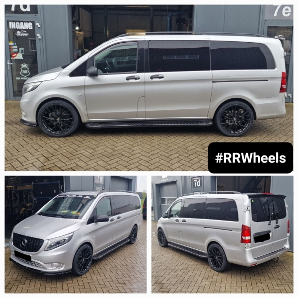 Deze Mercedes Vito hebben wij voorzien van Wolfrace 71 Voodoo Gloss Raven Black velgen in 20 inch 5x112 8.5J ET43! Inclusief een loadindex vanaf 900kg per velg! Daarnaast hebben wij ook Kumho banden gemonteerd met 255 40 20. Geweldig resultaat voor deze Vito!