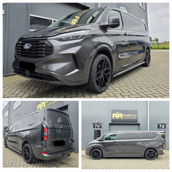 Ford Transit Custom Mk2 2024-model, we hebben wij voorzien van nieuwe Riviera RF16 velgen in 20 inch 6x120 ET35 inclusief nieuwe Vredestein-banden in 255 40 20!