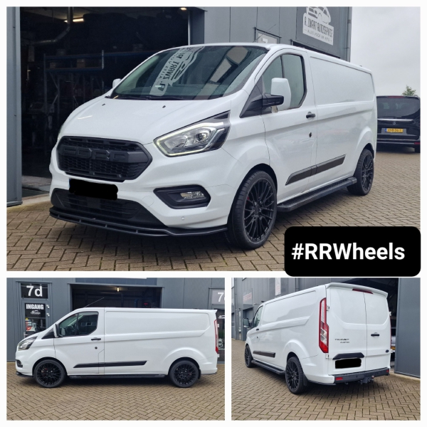 Deze Ford Transit Custom hebben wij voorzien van Riviera velgen model RTZ in 20 inch 8J 5x160 inclusief nieuwe banden van Kumho Ecstra 255 40 20!