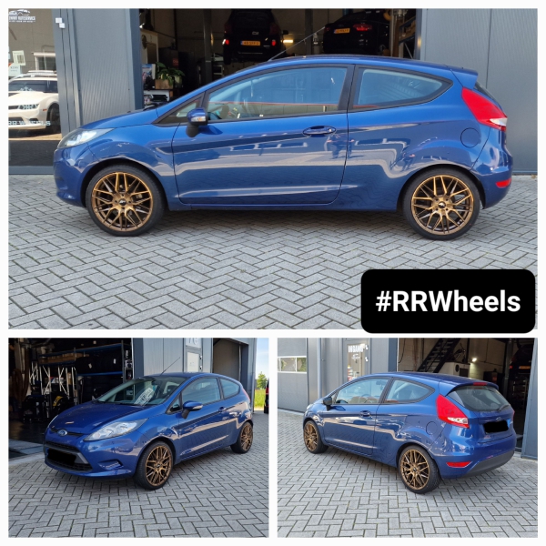  We hebben deze Ford Fiesta uitgerust met 17 inch Japan Racing Wheels JR28 Platinum Bronze in 4x108 7J ET40 inclusief 205 40 17 banden van Nexen NFera!