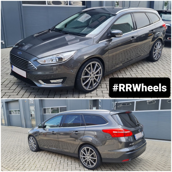 Ford Focus Stationwagen uitgerust met 19 inch RC Design RC32 velgen in 5x108 8J ET42 inclusief Atlas Green 4s banden in 235 35 19.