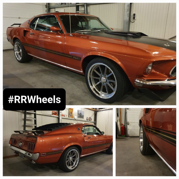  We hebben deze Ford Mustang Mag1 uit 1969 voorzien van American Racing VN510 Vintage Silver / Diamont Cut lip in 18 inch 8J ET0 en 10J ET12 5x114.3 inclusief Goodyear Eagle F1 in 235 40 18 en 275 35 18! Zeer mooie velgen voor deze unieke wagen! 