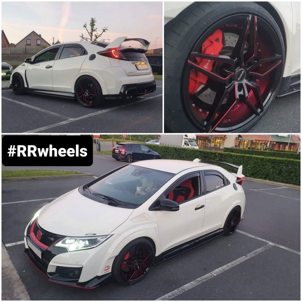 Honda Civic type R met nieuwe 19 inch breedset in 5x120 Luistone L2100 - Gloss BLack Red Milling Line in 8.5J / 9.5J ET35.