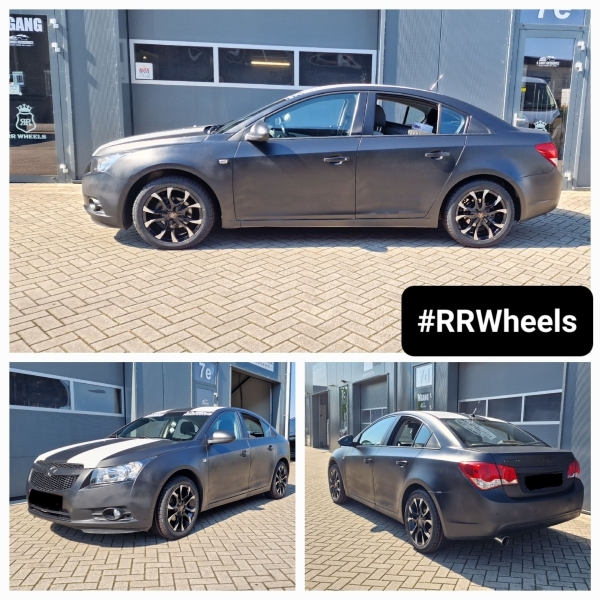 Chevrolet Cruze voorzien van nieuwe 17 inch velgen type Wolfrace Eurosport Assassin Gloss Black Polished in 5x105 7J ET42 inclusief nieuwe Hilfy banden in 215 50 17.