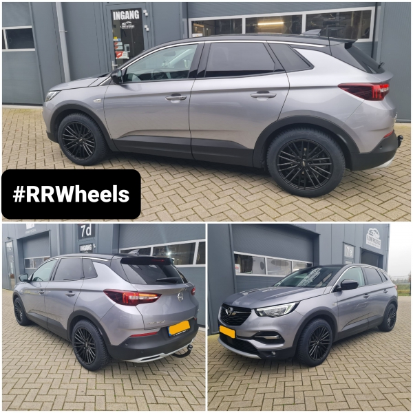 Opel GrandLand X uit 2021 voorzien van 18 inch Oxigen 19 velgen in Gloss Black in 5x108 ET45 8.5J inclusief Vredestein Wintrac Pro XL in 225 55 18.