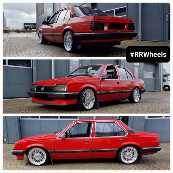  Deze Opel Ascona C hebben wij voorzien van 17 inch Japan Racing JR9 Full Chrome in 7.5J ET35 inclusief Nankang NS20 banden in 185 35 17!