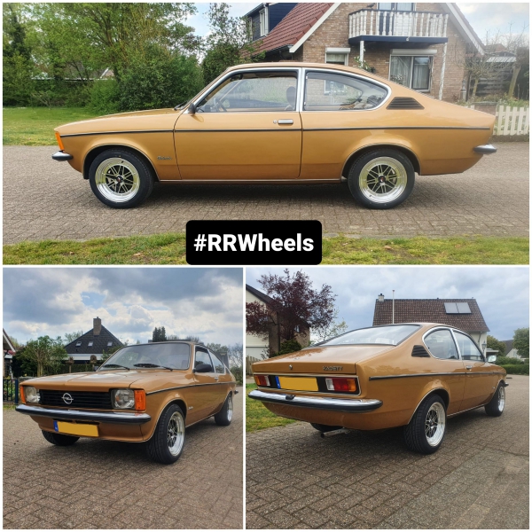 Opel Kadett C2 uit 1978 voorzien van Japan Racing JR31 15 inch 4x100 7.5J ET20.