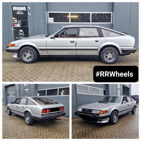 Deze Rover 3500 SD1 - V8 uit 1979 hebben wij voorzien van 15 inch Amercian Racing Vn502 velgen in Grey Machined 15 inch 7J ET0 5x127 inclusief nieuwe Kumho banden en 3 spaakvleugels!