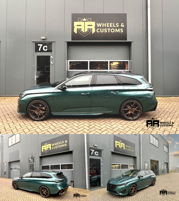 Wij hebben deze mooie peugeot 308 SW voorzien van nieuwe wielen / banden.  Velocity VF4 19 inch 8,5 J ET : 38 in bandenmaat Hankook 235/35/19 Evo3XL