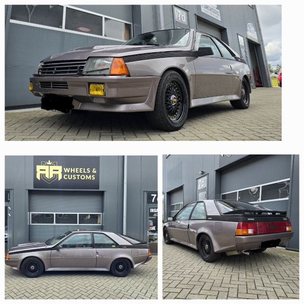 Wij hebben deze Renault Fuego voorzien van nieuwe 16 inch JF Luxury REW177 Full Black velgen inclusief nieuwe Falken Ziex banden in de maat 195 40 16!