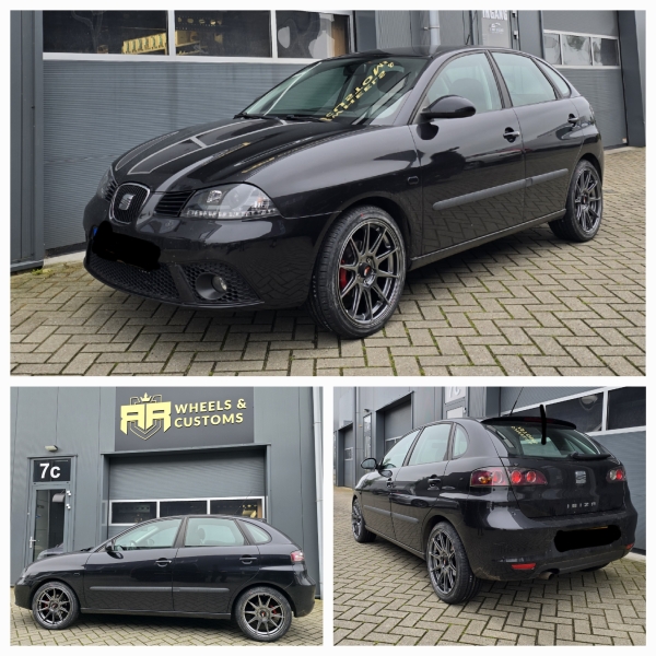 Seat Ibiza voorzien van nieuwe Japan Racing Wheels type JR11 Hyper Black in 17 inch 7J ET35 5x100 inclusief nieuwe Nexen Nfera banden in 205 40 17!