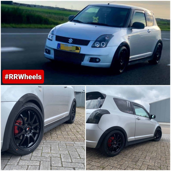 Suzuki Swift met nieuwe 17 inch JR5 inclusief nieuwe Imperial Ecosport banden in 205 40 17. 4x100 / 114,3 7.5J ET35 rondom.