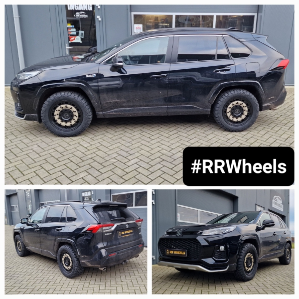  Wij hebben deze Suzuki Across uit 2022 een offroad look gegeven! Wij hebben 18 inch Black Rhino Arsenal velgen gemonteerd in 8J 5x114.3 ET30 inclusief BF Goodrich All Terrain T/A banden in 255 55 18! Hate it of love it! 